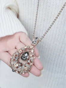 1 chiếc dây chuyền mặt dài phong cách Bohemian thanh lịch, đính đá zirconia tổng hợp, thích hợp đeo hàng ngày và làm quà tặng - Phù hợp với mọi mùa. - vòng cổ - Xem 3