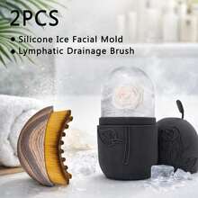 Bộ 2 món gồm cọ massage mặt + dụng cụ massage đá lạnh, bộ dụng cụ chăm sóc da mặt, cọ rửa mặt, cọ massage, cọ rửa mặt, cọ tạo khối, khay đá lạnh, con lăn massage đá lạnh, dụng cụ làm đẹp da mặt. - Nhiều màu - Xem 11