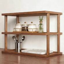 多功能多层置物架 - 台面收纳架，适用于存放学习用品、厨具和厨房用品，节省空间的台面收纳架 - 胡桃色 - 查看 8