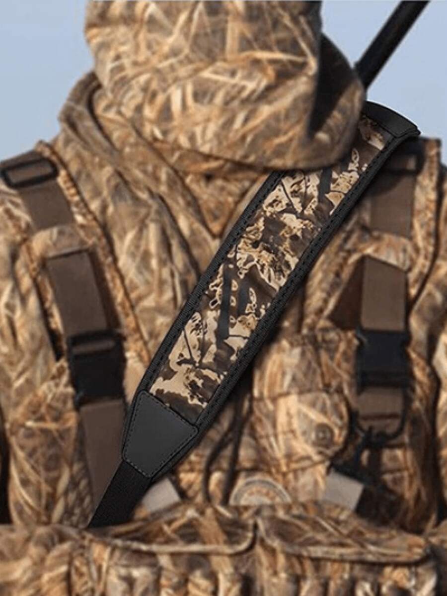 1pc Adjustable 2-Point Hunting Shooting Sling, Waterproof Camouflage Padded Shoulder Strap, Tactical Gear Swivel Hook - Multicolor - View 1