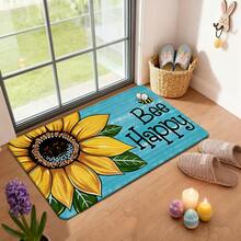 1/2/3pcs Easter Kitchen Rug Kitchen Mat Door Mat Featuring Vibrant Sunflower And Bee Happy Design On Turquoise Background Perfect For Spring Home Decor In Kitchen Bathroom Garden Or Party Celebrations As A Festive Gift With Cheerful Atmosphere Home Decoration Easter Mood Decoration - Multicolor - View 14