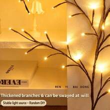LED Vine Lights USB Powered, Artificial Willow Branch Lights With Remote & 8 Modes, Flexible Hanging Decor For Bedroom Wall, Living Room, Home Aesthetic With Clips & Stickers Included - 160cm / 5,25ft (72 đèn LED) - Xem 4