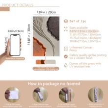 1 Stück Vintage Wandkunst Poster, abstrakte Ölmalerei, cremige Textur, wasserfestes Leinwandmaterial, dekoriert mit hochwertigem Goldfolie, braun, weiß und orange abstraktes Leinendesign, mit oder ohne Rahmen erhältlich, ideal für Raumdekoration, Einweihungsgeschenk, Studentenwohnheim, Hotel, Zuhause, Wohnzimmer, Schlafzimmer, Badezimmer und Büro Wanddekoration - Verschiedenfarbig - Übersicht 12