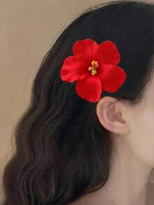 7件套红色夏威夷芙蓉花发夹，适合女性和女孩，大号多色热带人造花发夹，波西米亚风发饰，适合夏季海滩度假、夏威夷派对、婚礼回礼和情人节，爪夹、发夹、发卡、头饰、发卡 - 彩色 - 查看 8