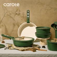 21 piezas Juego de utensilios de cocina antiadherentes, ollas y sartenes con mangos desmontables, aptos para horno e inducción, juego de cocina apilable, color marrón - 21 piezas verdes - Ver 7