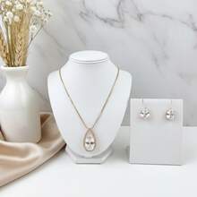 TALLIS NECKLACE AND EARRING SET (CHOOSE COLOR) - GOLD FINISH - Crystal - View 1