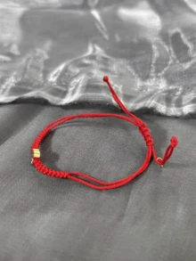 Pulsera de cuerda de osito de peluche de plata esterlina S925, linda, roja y negra, cuerda ajustable, diseño simple, pulsera de joyería para mujer, regalo navideño. - Rojo 2 - Ver 3