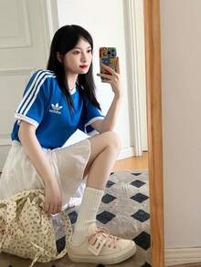adidas originals adicolor 系列 Logo標誌條紋圓領套頭短袖T卹 - 彩藍 - 查看 7