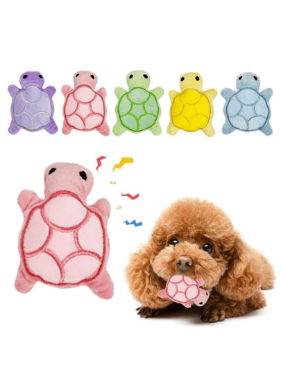 1/5pcs Mini Cute Plush Turtle Dog Doll, Squeaky Dog Chew Toys With Sound, Soft, Beneficial For Dental Health, Suitable For Puppies & Small Dog Breeds, Battery-Free