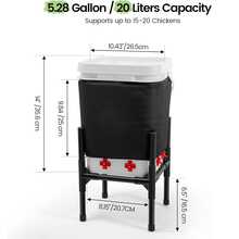 5.28Gal Winter-Proof Heated Chicken Waterer With Stand | Removable Pad & 8 Nipples | No-Freeze Poultry Drinker Coop Essential - 20公升 - 查看 9