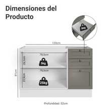 Gabinete Bajo Cocina Madesa Vik 120cm Sin Encimera BG 01 - Blanco y Gris - Ver 2