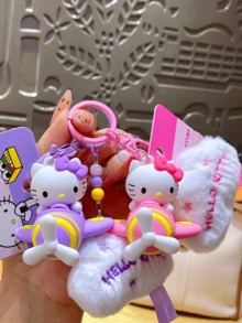 Bộ sưu tập móc khóa xe đạp màu tím, thiết kế 3D lập thể, trang trí hạt màu sắc, dây đeo hình đám mây mềm mại, chất liệu PVC và vải nhung mềm, cảm giác chạm thoải mái, kiểu hoạt hình dễ thương, phụ kiện móc khóa và túi xách, người bạn đồng hành hàng ngày, đồ sưu tầm, được thanh thiếu niên yêu thích, quà tặng sinh nhật và ngày lễ. - Màu tím hoa cà - Xem 6
