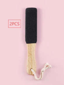 25*4.5cm Beechwood Foot File With Double-Sided 100# Black Silicon Carbide Abrasive, With Hanging Rope, Heat Shrink Coated File Surface - Black - View 7