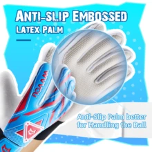 Goalkeeper Gloves Without Finger Protection, For Football/Soccer Training, Super Grip - Blue and White - View 5