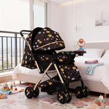 Cochecito Carriola Para Bebé Multifuncional Plegable Ligera - Negro - Ver 1