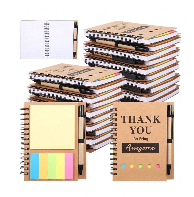 Notebook Set - Multipurpose Notebook And Diary With Multicolor Stickers For Recording, Memo, Studying, Office Supplies,Office Decor And Accessories,Christmas Gift - 每本書60頁 - 查看 12