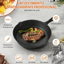 Sartén De Hierro Fundido Antiadherente Set De Sartenes 5pcs Negro - Negro - Ver 7