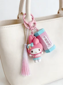 Lucky Fortune Stick Keychain Series, 3D Figure Topper, Dual-Tone Silky Tassel Accent, Interactive Fortune Drawer, Smooth PVC Construction, Comfortable Touch, Vivid Kawaii Design, Key & Bag Accessory, Daily Companion, Collector's Item, Teen Favorite, Biftday & Holvoiday - 美樂蒂 - 查看 3