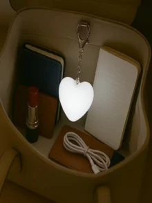 2pcs Heart-Shaped Wallet Light, Touch Sensor LED Mini Night Light, USB Rechargeable Cute Heart-Shaped Lamp, LED Hanging Decor Light, Keychain Accessory, Bag Accessory For Finding Keys Or Other Items, Practical Gift For Valentine's Day/Newlyweds/Birthday - Pink - View 10