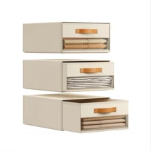 Tủ đựng đồ và sắp xếp quần áo, giá để đồ bằng vải, giá đựng quần áo xếp chồng, ngăn kéo đựng đồ có cửa sổ trong suốt, hộp đựng đồ dưới gầm giường. - Màu be - Xem 9