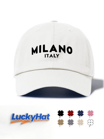 1pc MILANO Baseball Cap, Breathable Adjustable Golf Sun Hat, Fashionable Curved Brim Sun Hat For Women/Men, Suitable For Outdoor, All Seasons