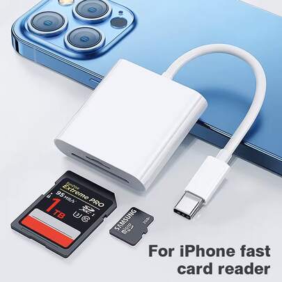 Dual Slot SD/TF Card Reader Adapter, Camera Viewer SD Card Adapter, Universal Portable Plug And Play, Type-C Port, Compatible With IPhone 17/17pro/16pro/16/15/15pro, IPad, And Other Smartphones/Cameras