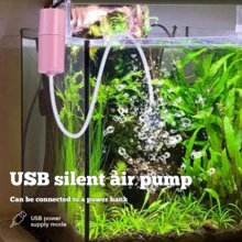 1个高效迷你水槽气泵，便携式USB水族箱气泵，静音迷你带气石，鱼缸增氧器，水槽，户外钓鱼，水槽氧气泵，水槽配件，无需电池 - 彩色 - 查看 3