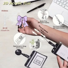 1个可伸缩蝴蝶听诊器造型胸牌夹，适用于护士、医生、办公室工作人员 - 听诊器造型，适用于医院、诊所、工作场所 - 专业证件夹、证件套、医务人员配件、听诊器配件、送给女孩的礼物、返校用品、学习用品、办公用品、配件 - 紫色 - 查看 6