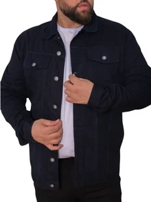 Men's Blue Twill Jacket - Navy Blue - View 1