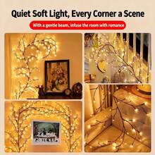 LED Vine Lights USB Powered, Artificial Willow Branch Lights With Remote & 8 Modes, Flexible Hanging Decor For Bedroom Wall, Living Room, Home Aesthetic With Clips & Stickers Included - 160cm / 5,25ft (72 đèn LED) - Xem 7