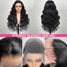 20 Inch Body Wave Lace Front Wigs Human Blended Hair 200 Density 13X4 13X6 5X5 Hd Transparent Front Wigs Human Blended Hair Pre Plucked Virgin Hair Glueless Wigs Body Wave Wigs For Women Natural Black 8Inch-34Inch Blended Hair - Natural & Black - View 3