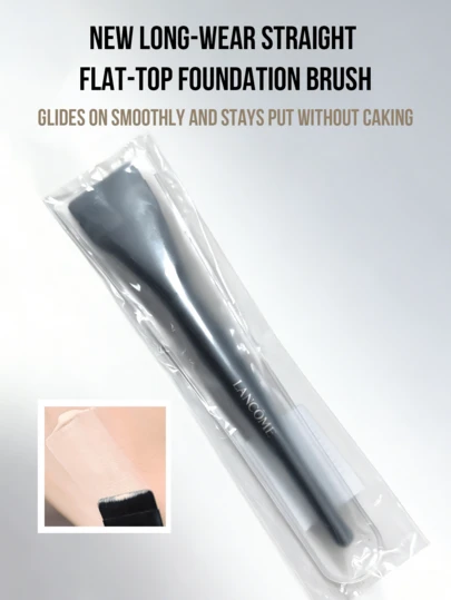 Lancôme LONG-WEAR STRAIGHT FLAT-TOP FOUNDATION BRUSH, Glides Smoothly Without Caking, Seamless Lightweight Application, Thin Flawless Super Even Base Makeup, Ultra-Flat Brush Head, Dense Soft Elastic Bristles, Good Powder Gripping & Releasing Ability, For Makeup Enthusiasts Office Workers Students Daily Makeup Commute Touch-Ups Special Occasions Travel, Ideal For Self-Use & Gifts