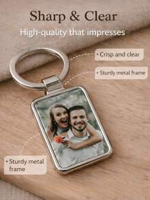 1 Pc Personalized Photo Keychain, Custom Picture Keychain, Photo Gifts, Personalized Keychain Gift, Anniversary Gift, Unique Couples Gift, Valentine's Day - Multicolor - View 2