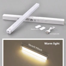 50厘米/30厘米/20厘米/10厘米LED人体感应夜灯条，人体感应灯，橱柜灯，楼梯感应夜灯，磁吸式设计，无线LED夜灯，USB充电，暖白光和白光可选，厨房照明，厨房装饰，旅行照明，储物柜照明，适用于房间、卧室、浴室、厨房、衣柜、楼梯、走廊、橱柜、床头柜、书桌等场所。 - 白色 - 查看 20