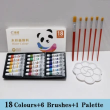 24色混合丙烯/水彩/水性顏料，6支畫筆與1個調色盤，多用途繪畫顏料，12/18/24色專業藝術顏料套裝，每支5ml/0.18oz，適合藝術家、學生、手工藝、牆面與衣物繪畫 - 水彩顏料+6筆刷+1調色盤 - 查看 14