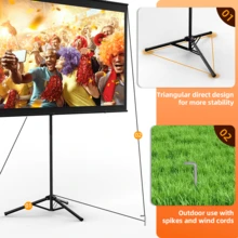 XBJ 72/100 Inch Portable Projector Screen With Stand,Lightweight Quick Setup Foldable Outdoor Projection Screen,16:9 4K Ultra HD Front & Rear Pantalla Para Proyector, For Home Theater, Backyard Movies, Office, School And Camping Use - 100寸 - 查看 10
