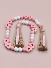 1件木质心形串珠装饰品，乡村农舍风格多层托盘装饰，爱情主题墙饰，适用于墙面装饰、农舍装饰、创意礼物、节日装饰、生日派对用品、情人节家居装饰、浪漫礼物和家居点缀 - 彩色 - 查看 4