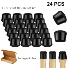 24er Pack Stuhlbein Bodenschoner, rutschfeste Bodenschoner mit Filzbasis, mehrere Größen Geräuschreduzierung Beinabdeckungen, wiederverwendbar & leicht zu reinigen, Stuhlgleiter mit verstärkter Polsterung, Möbelgleiter/Beinabdeckungen für Holz-/Fliesen-/Marmorboden - Schwarz - Übersicht 4