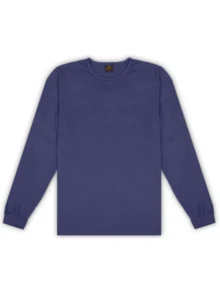 Men's Long-Sleeve T-Shirt, 100% Cotton, Basic, Comfortable, Soft Touch, Breathable, Casual, Lightweight. - 藏蓝色 - 查看 5