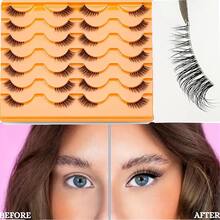 14-Pair Pack Of Semi-Hair Cat-Eye Transparent False Eyelashes With Natural, Winged-Tail Design (One-Piece Style) - Half Eyelashes - View 3