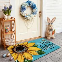 1/2/3pcs Easter Kitchen Rug Kitchen Mat Door Mat Featuring Vibrant Sunflower And Bee Happy Design On Turquoise Background Perfect For Spring Home Decor In Kitchen Bathroom Garden Or Party Celebrations As A Festive Gift With Cheerful Atmosphere Home Decoration Easter Mood Decoration - Multicolor - View 8