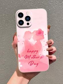 Soft Edge Watercolor Silhouette Mother & Daughter Customizable Phone Case, Compatible With IPhone/Compatible With Samsung Galaxy - Multicolor - View 3