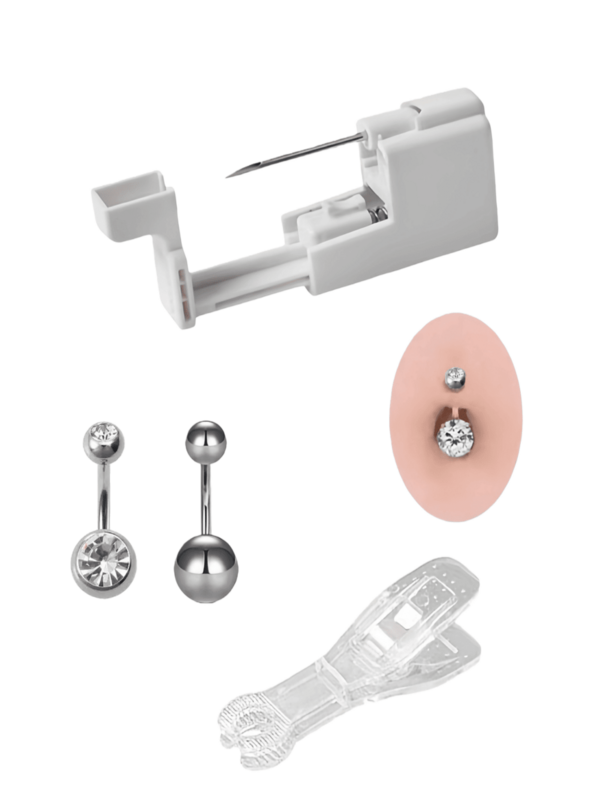 5pcs Professional Body Piercing Kit, Stainless Steel Piercing Gun Suitable For Navel