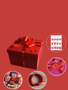 Bộ hộp quà bất ngờ nổ tung 1 chiếc - Đa năng, phù hợp cho Ngày Valentine, Sinh nhật, Đám cưới, Cầu hôn và các dịp đặc biệt khác. Hộp quà bất ngờ tự làm kèm album ảnh này bao gồm nhiều lớp lót, nhiều phụ kiện và ruy băng trang trí, là bao bì lý tưởng cho quà tặng tiệc tùng. - Nhiều màu - Xem 15