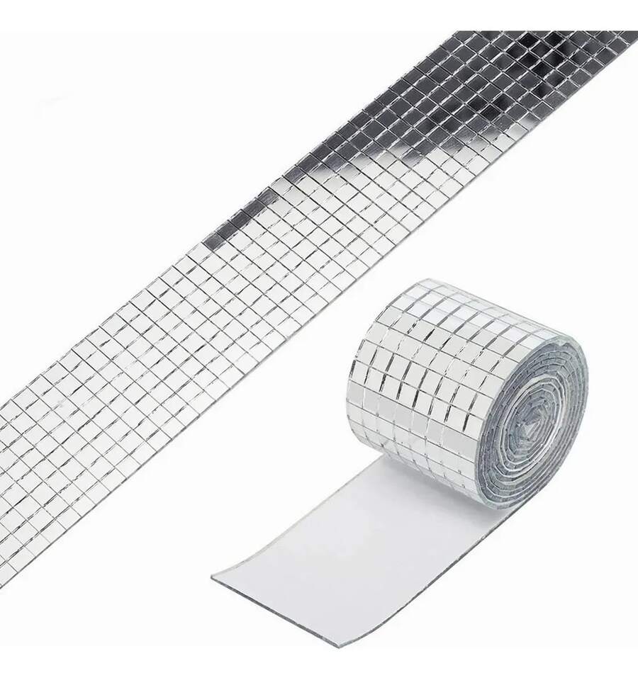 1464pcs Mosaico Papel Espejos Pegatinas 2pc Plata - Plateado - Ver 1