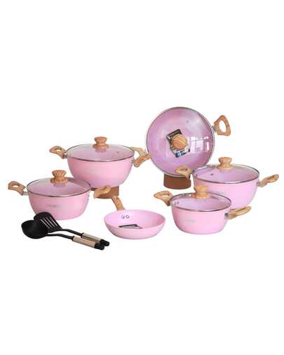 samary cuisine Batería de Cocina de Cerámica  Roca Volcánica - SWIDKOTCH 11 pz Batería de Cocina de Cerámica Antiadherente Premium | Cocina Saludable | Incluye Tapa de Cristal Irrompible Gratis | Agarraderas de Silicona | Apta para Estufas de Gas, Eléctrica e Inducción | Alta Calidad y Durabilidad