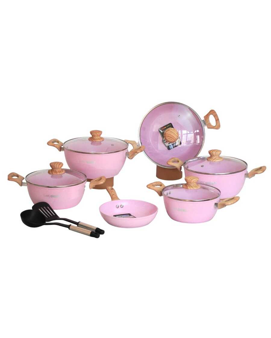 samary cuisine Batería de Cocina de Cerámica  Roca Volcánica - SWIDKOTCH 11 pz Batería de Cocina de Cerámica Antiadherente Premium | Cocina Saludable | Incluye Tapa de Cristal Irrompible Gratis | Agarraderas de Silicona | Apta para Estufas de Gas, Eléctrica e Inducción | Alta Calidad y Durabilidad