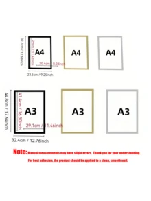 9/6/3 件装 A4/A3 磁性海报框，可重复使用，金色/银色/黑色相框，现代画廊风格墙面装饰挂钩，适用于照片、艺术印刷品、证书等，办公室家居装饰，磁性相框，自粘墙纸，情人节礼物，节日必备，个性化礼品