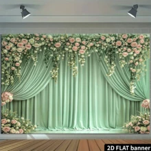Flower Backdrop Green Spring Floral Photography Background Birthday Baby Shower Party Supplies Photo Booth Props - Multicolor 3 - View 5
