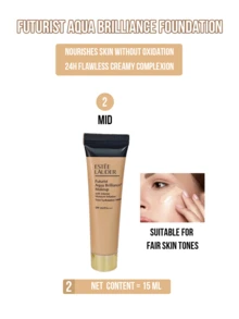 Estée Lauder Futurist Aqua Brilliance Makeup Foundation, with Intense Moisture Infusion #1C0 #61 Cool Porcelain 30/15/5/1ml, Nourishes Skin Without Oxidation, Deeply Hydrating, Long-Lasting Moisture Lock Prevents Flaking, No Tightness, Deeply Hydrating, Long-Lasting Moisture Lock Prevents Flaking, No Tightness, Deeply Hyout、Dulls, SPF. 20/PA+++ Sun Protection, For Dry Skin Students Office Workers, Daily Commute Dates Gatherings, Ideal Gift For Friends/Girlfriends, Essential Item for Daily Makeup Use - 1C0 - 查看 15